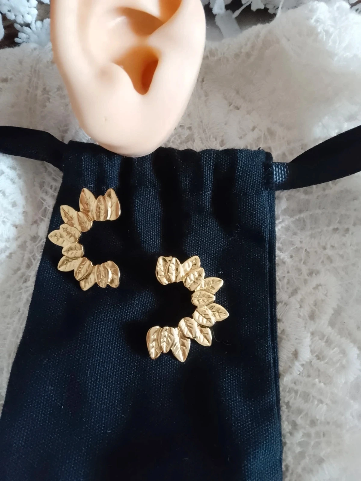 Pendientes bohemios hojas dorados – photo 2